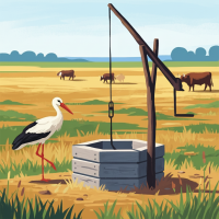 Storch am Barfußbrunnen