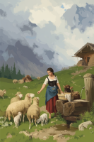 Alpenlandschaft mit Webstuhl-Design