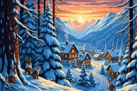 Winterlandschaft mit Häusern