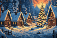 Winzige ländliche Weihnachtsstimmung im Winter