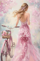 Blumenmädchen auf dem Fahrrad