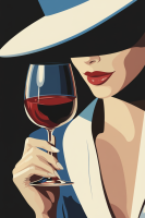 Frau mit Weinglas (Needlepoint-Teppich)