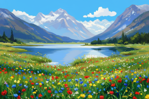 Blumige Alpenlandschaft