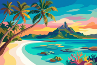 Tropischer Strand mit Palmen