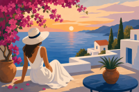 Mediterranes Frauenleben auf der Terrasse