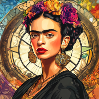 Frida Kahlo Porträt im Stil von Alphonse Mucha