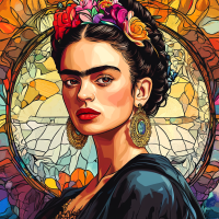 Frida Kahlo Porträt im Stil von Alphonse Mucha