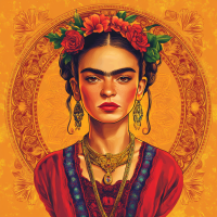 Frida Kahlo Porträt im Stil von Alphonse Mucha