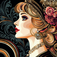 Mucha-Stil: Das Gesicht der Frau