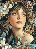 Mucha-Stil: Die sehnsüchtige Frau