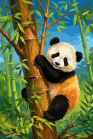 Panda im Bambuswald als Gobelin