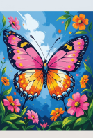 Bunter Schmetterling zwischen Blumen